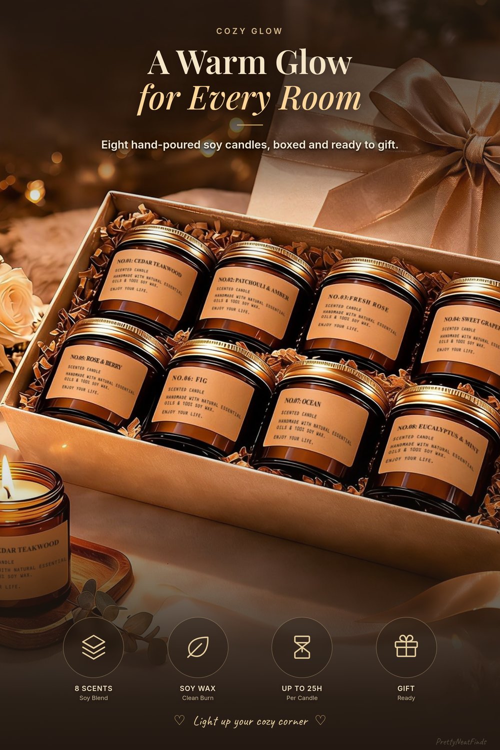 Amber Apothecary Scented Soy Candle Gift Set (8 Pack)