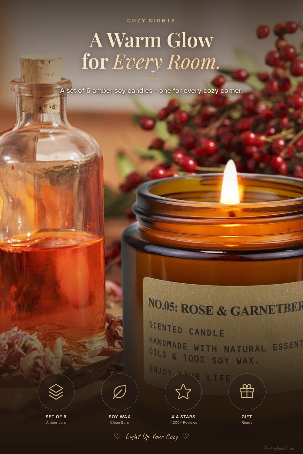 Scented Soy Amber Jar Candles (Set of 6)