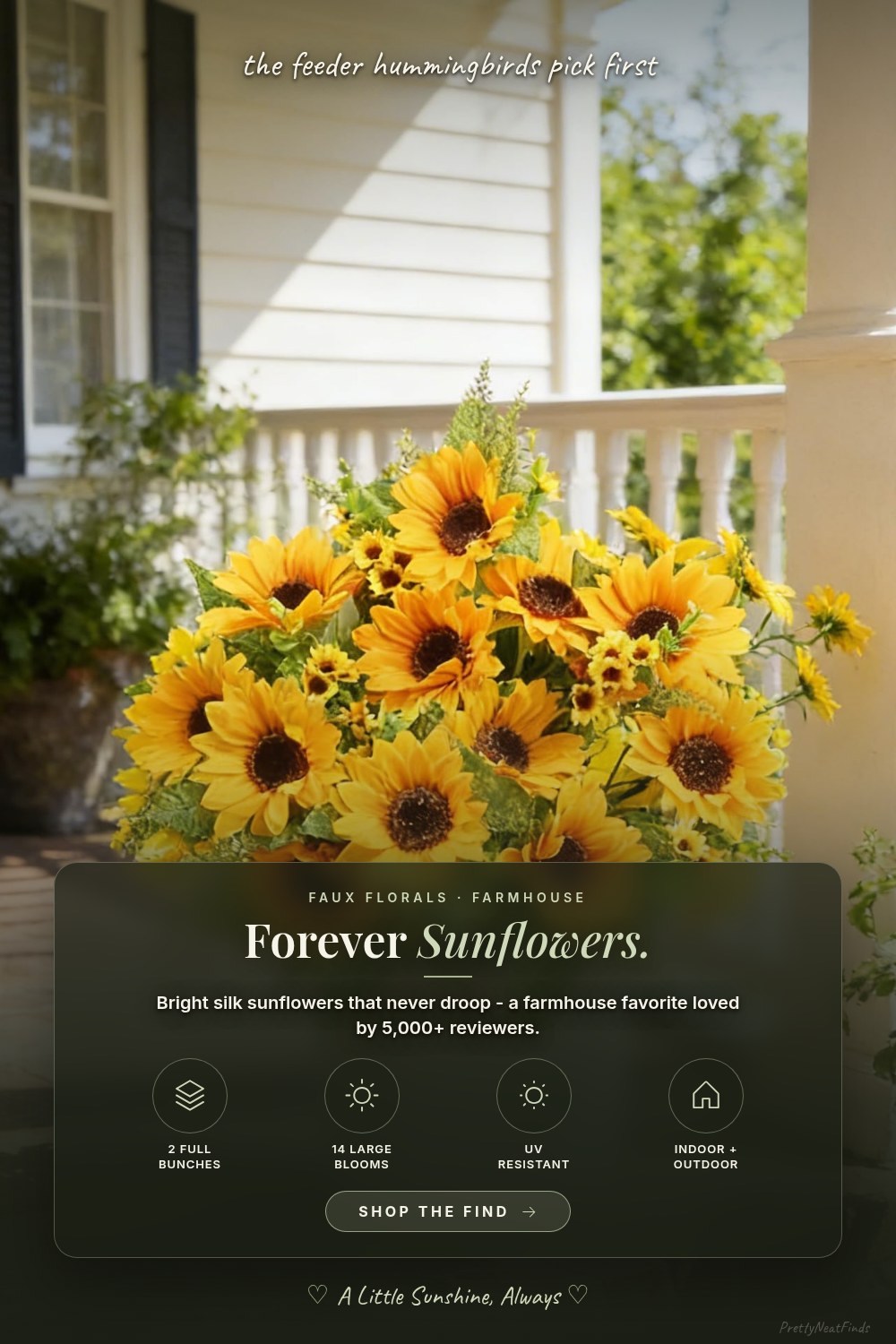 AmyHomie Artificial Sunflowers, 2 Bunches with 14 Large Blooms