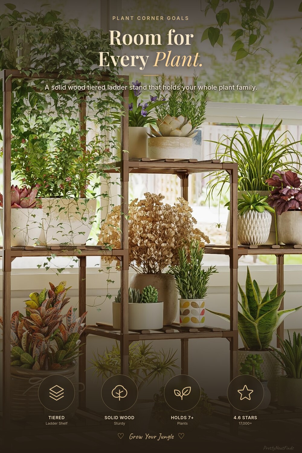 Bamworld 3-Tier Wood Ladder Plant Stand for Multiple Plants (Indoor)