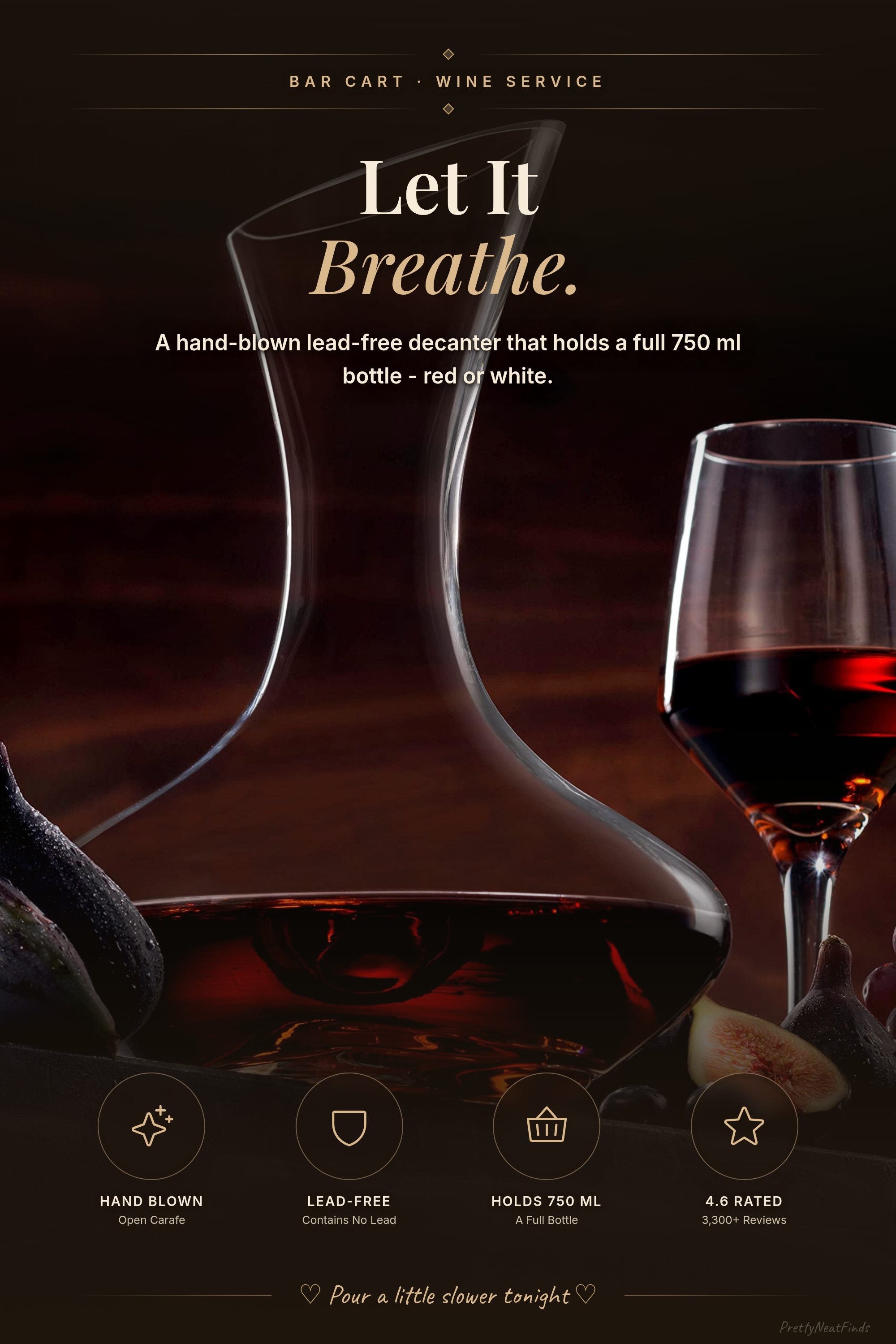 Godinger Wine Decanter Carafe, Hand Blown Wine Decanter Aerator