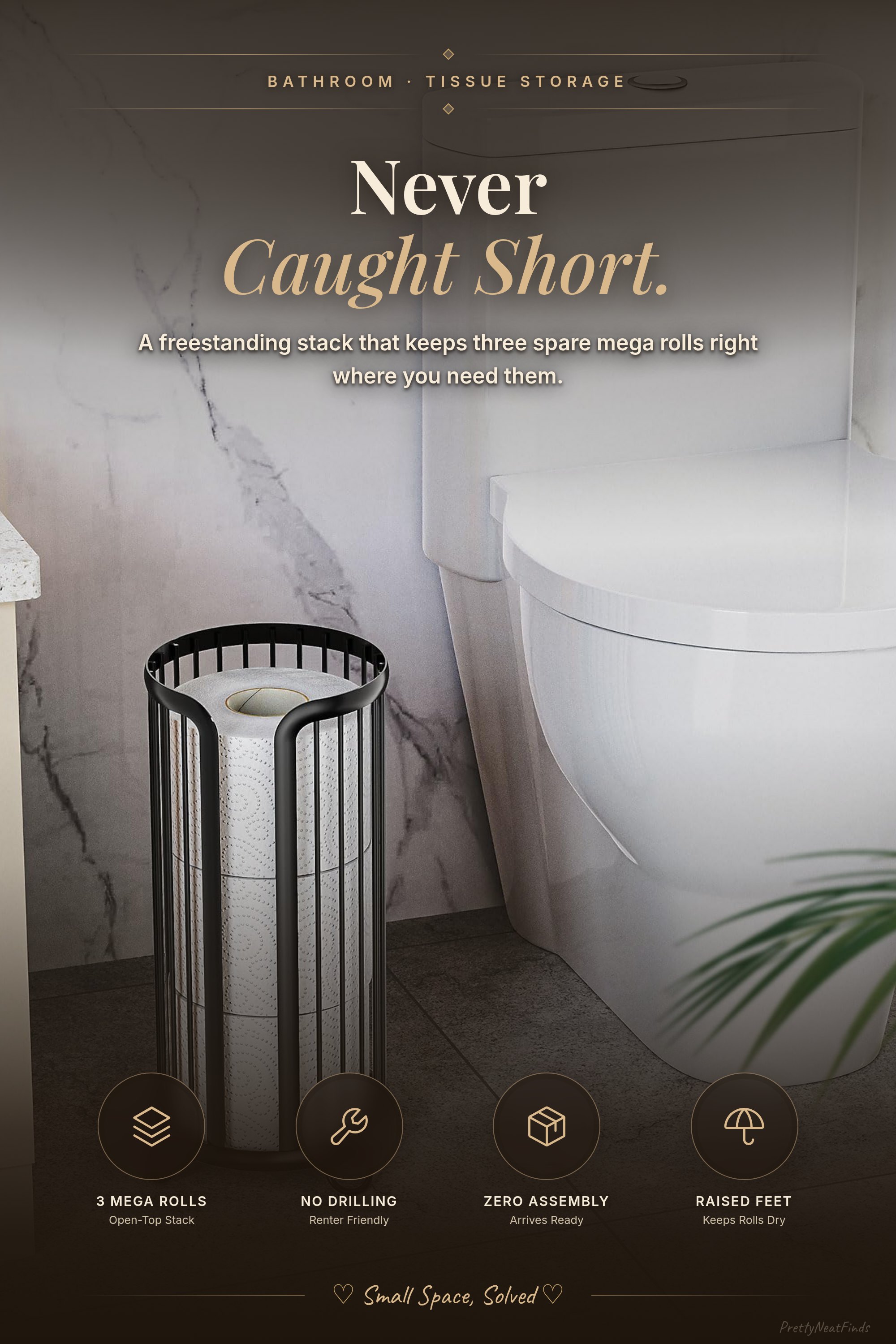 Bunoxea Freestanding Toilet Paper Holder Stand, Black