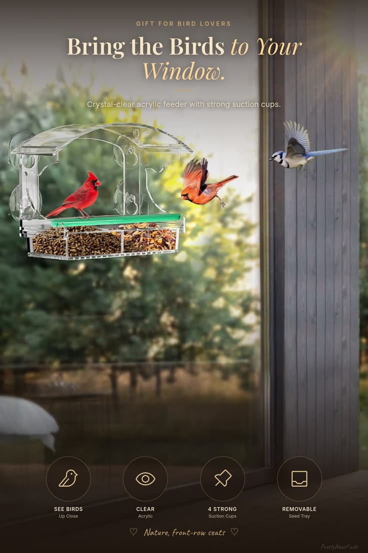 Clear Acrylic Window Bird Feeder