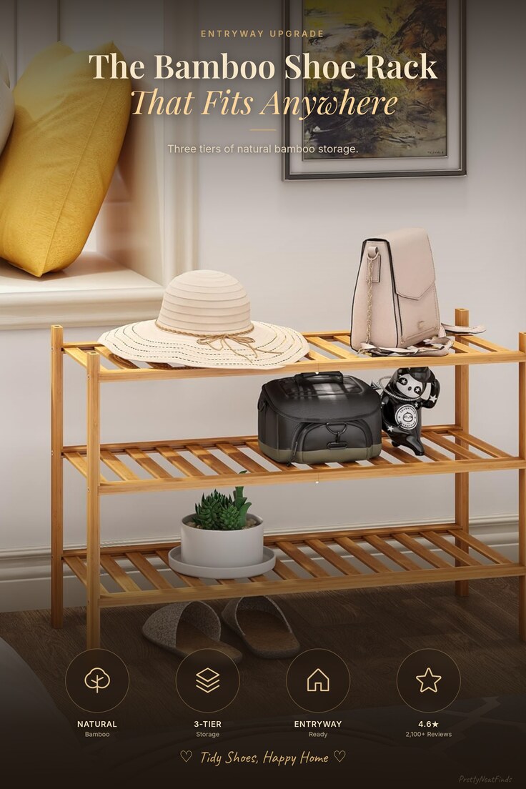 BMOSU 3-Tier Bamboo Shoe Rack