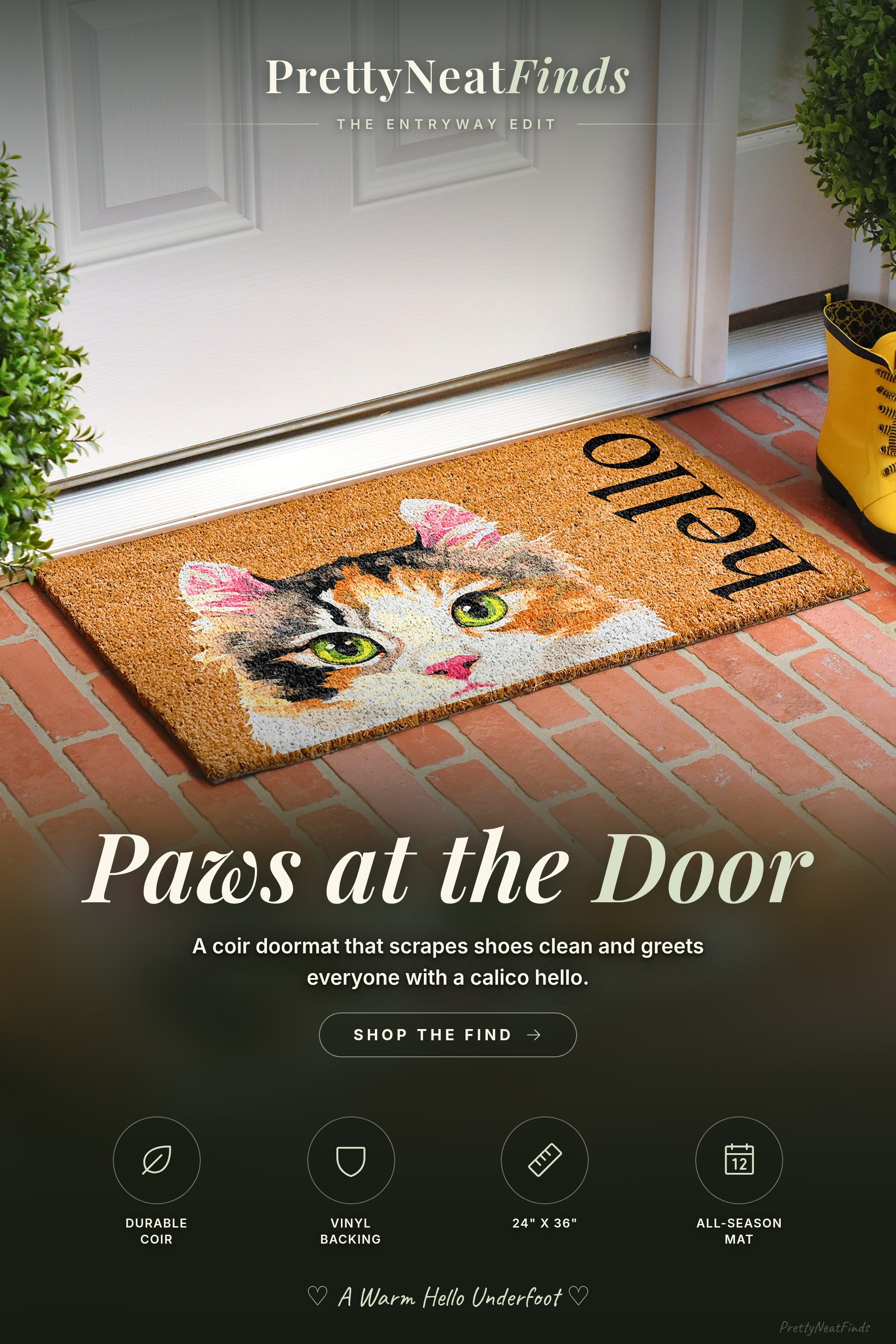 Calloway Mills Calico Cat Doormat, 24" x 36"