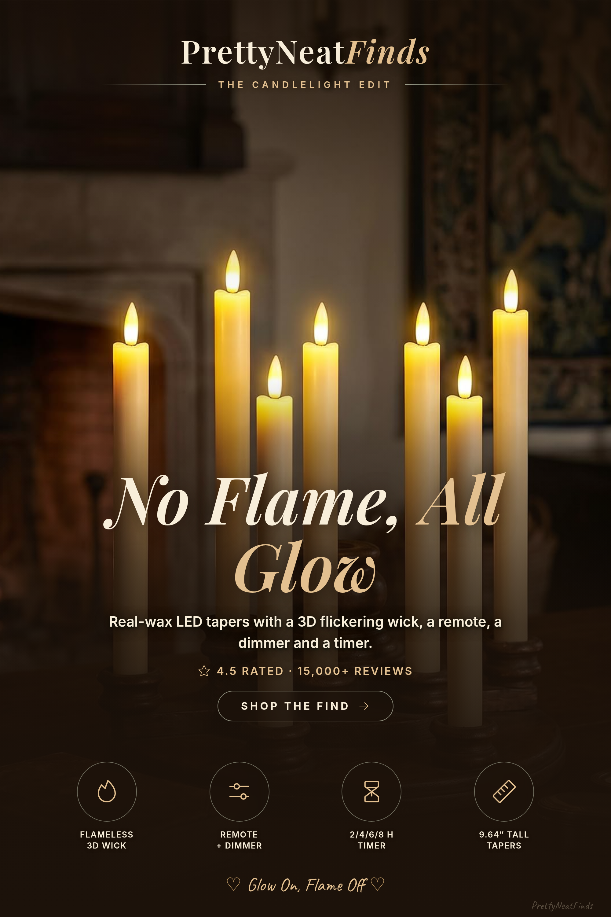 GenSwin Flameless Taper Candles, Real Wax LED Candlesticks with Remote and Timer, Ivory, 6 Pack
