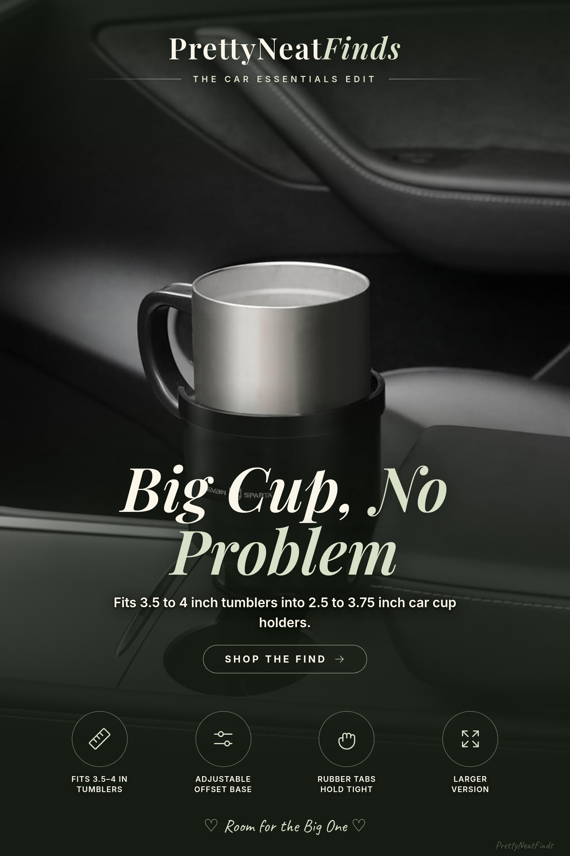 SEVEN SPARTA Car Cup Holder Expander, Larger Version, Adjustable Offset Base
