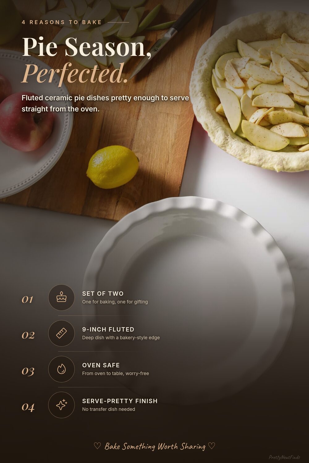 LE TAUCI Ceramic Pie Dishes (Set of 2, Fluted)