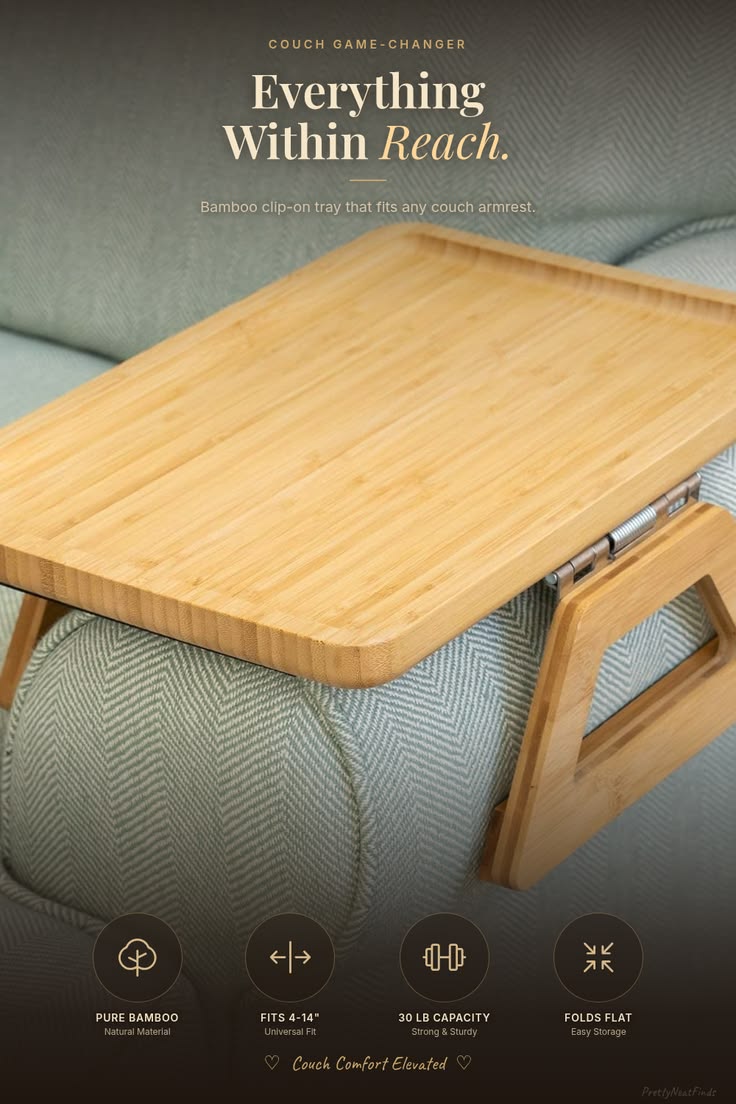 Bamboo Couch Arm Tray Table