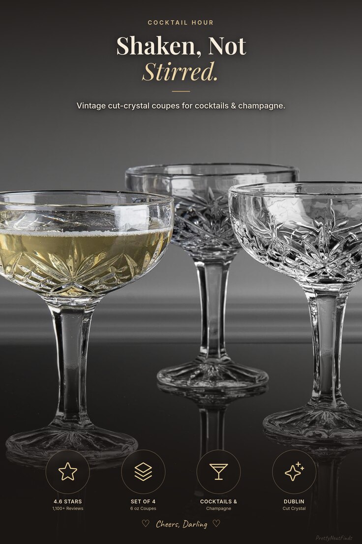 Godinger Dublin Crystal Coupe Glasses (Set of 4, 6 oz)
