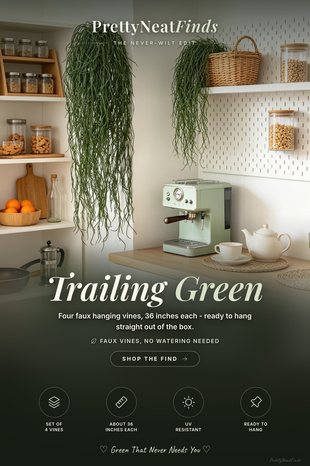 dallisten 4 Pcs Fake Hanging Plants, Artificial Trailing Greenery Vines