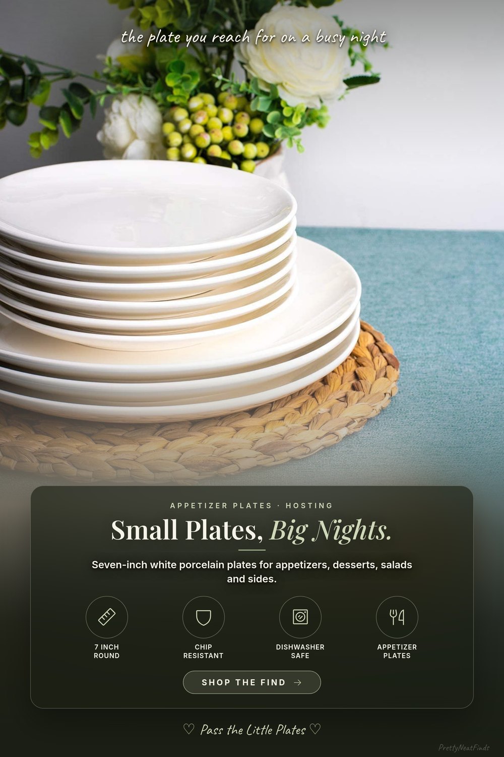 DELLING 7 Inch Appetizer Plates, Set of 4, White