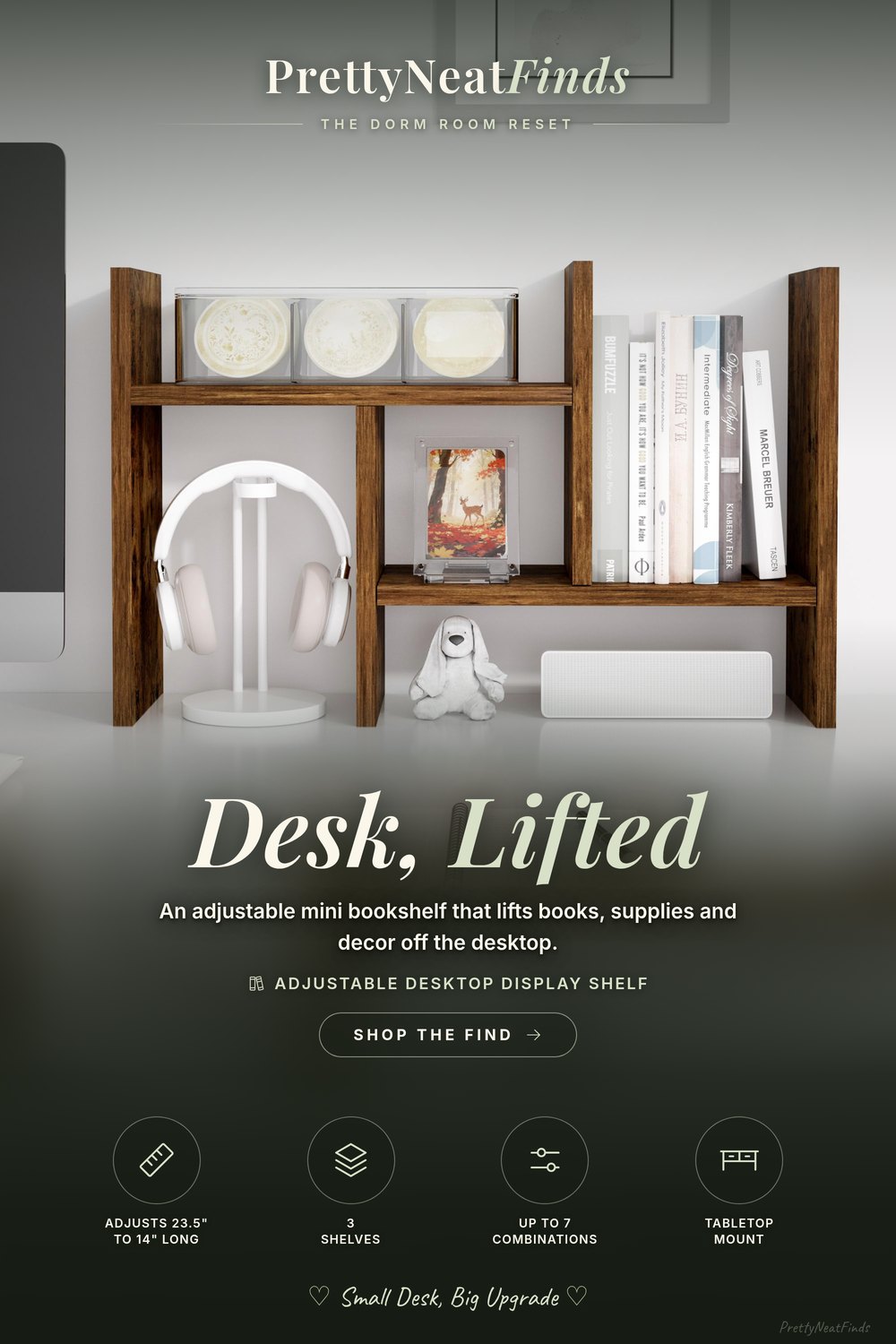 Jerry & Maggie Desktop Organizer, Adjustable Display Shelf, Double H