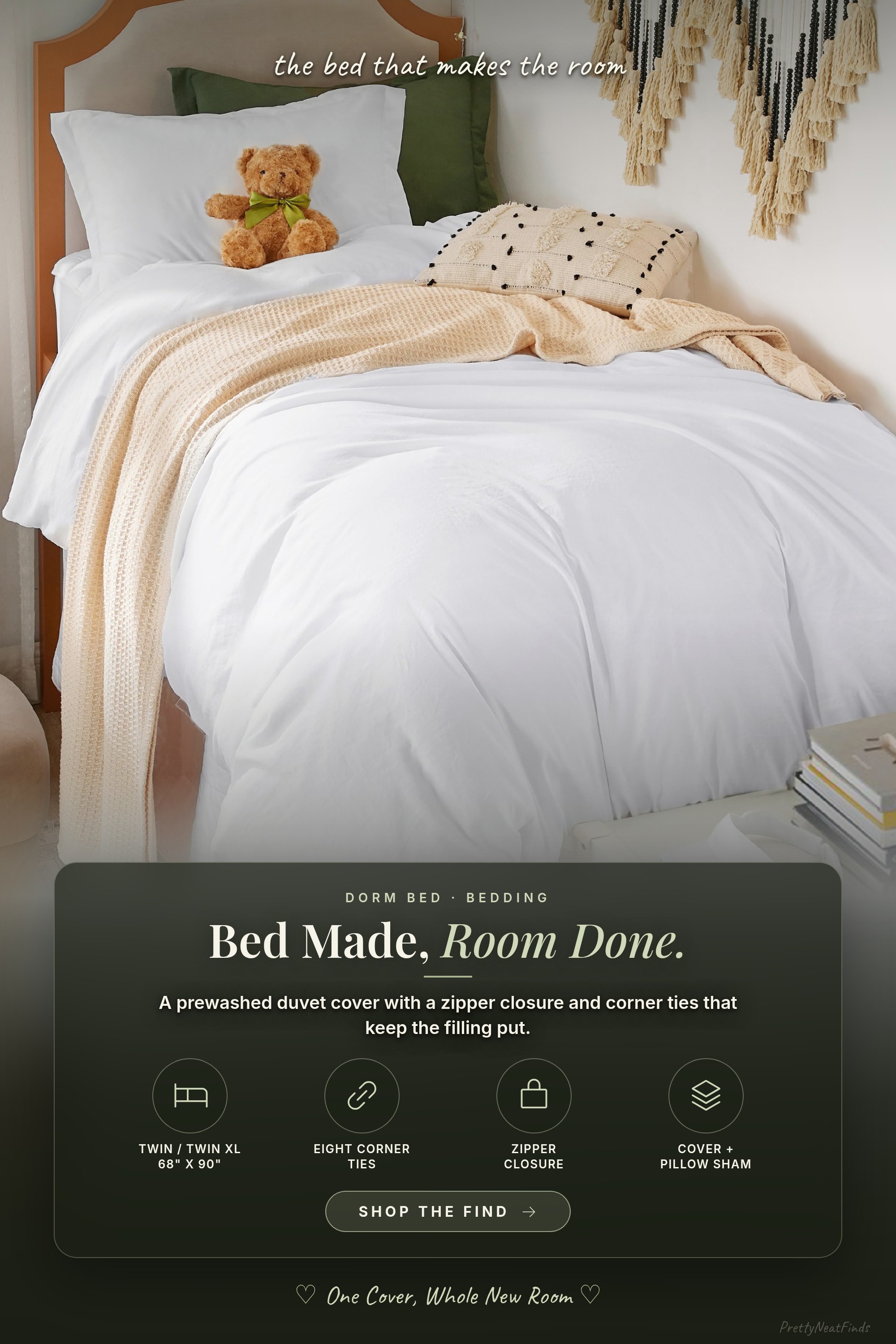 Bedsure Prewashed Twin/Twin XL Duvet Cover Set, White