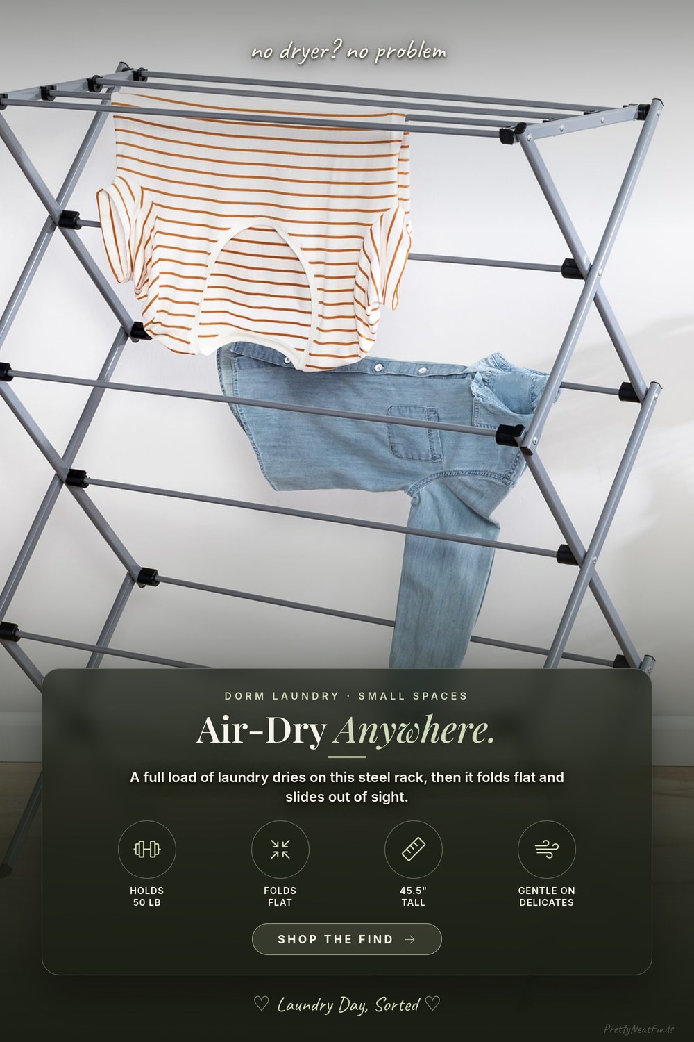 Honey-Can-Do Oversized Collapsible Drying Rack, 50 lb, Grey