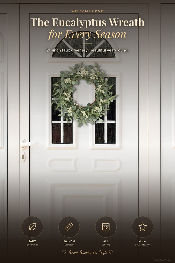 Pinkpum 20-inch Faux Eucalyptus Wreath