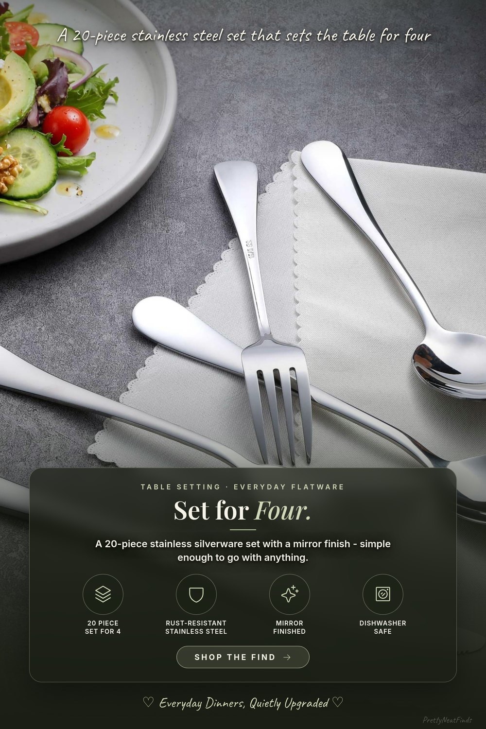 LIANYU 20 Piece Silverware Flatware Set, Stainless Steel Cutlery Set for 4