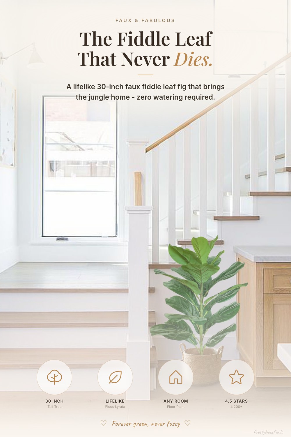 30" Little Artificial Fiddle Leaf Fig Tree (Faux Ficus Lyrata)