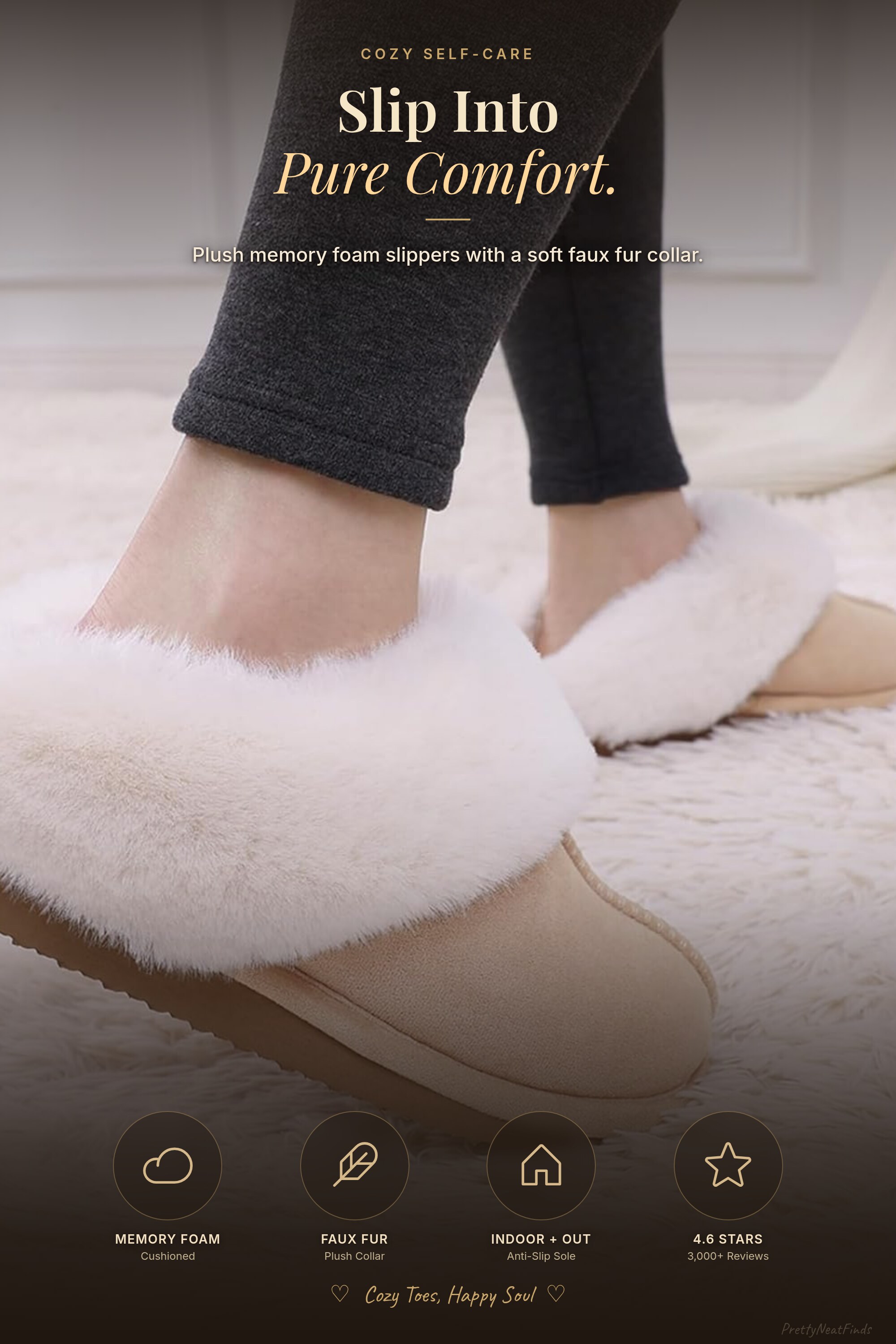 Litfun Fuzzy Memory Foam House Slippers