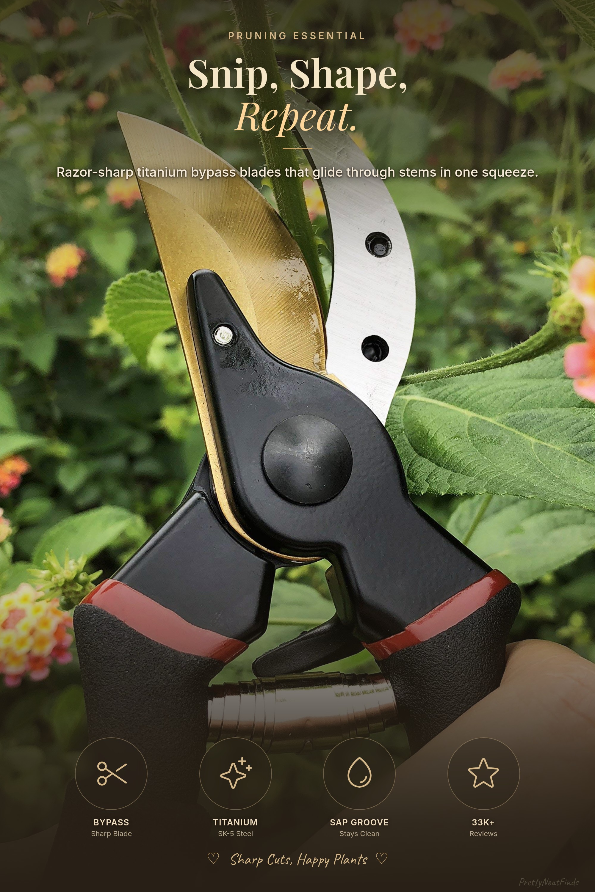 gonicc 8" Professional Titanium Bypass Pruning Shears (GPPS-1003)