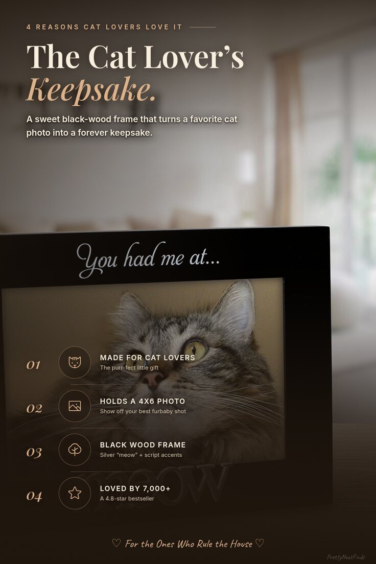 Malden "You Had Me at Meow" Black Wood Cat Picture Frame, 4x6