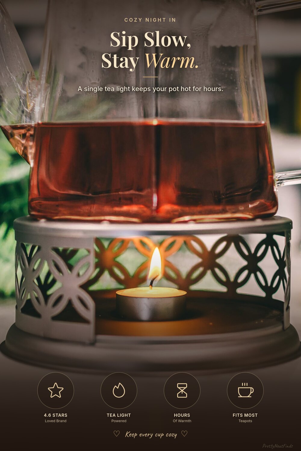 GROSCHE Cairo Premium Teapot Warmer with Tea Light Candle (Bronze)