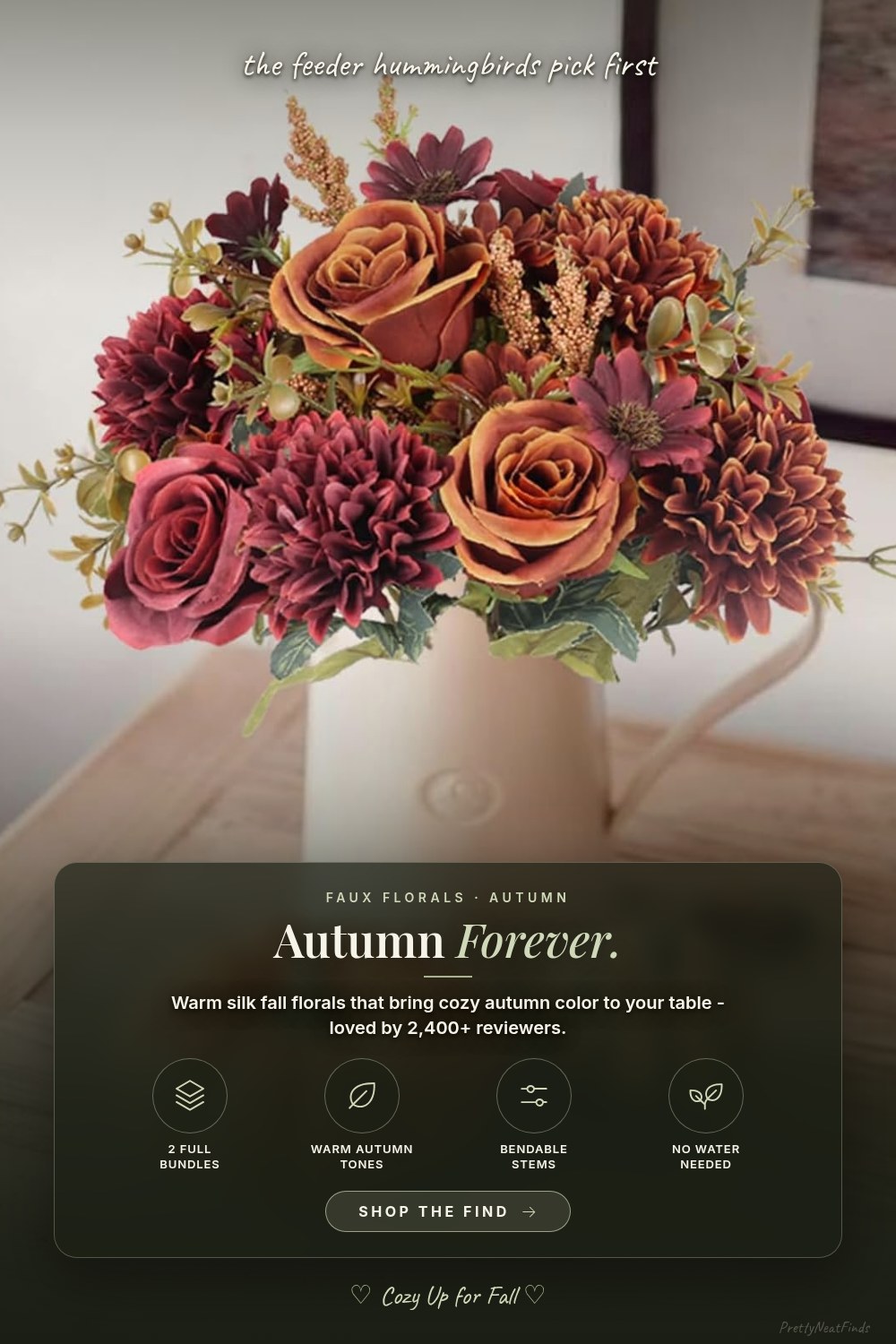 GTIDEA 2 Bundles Artificial Fall Flowers, Autumn Silk Bouquet