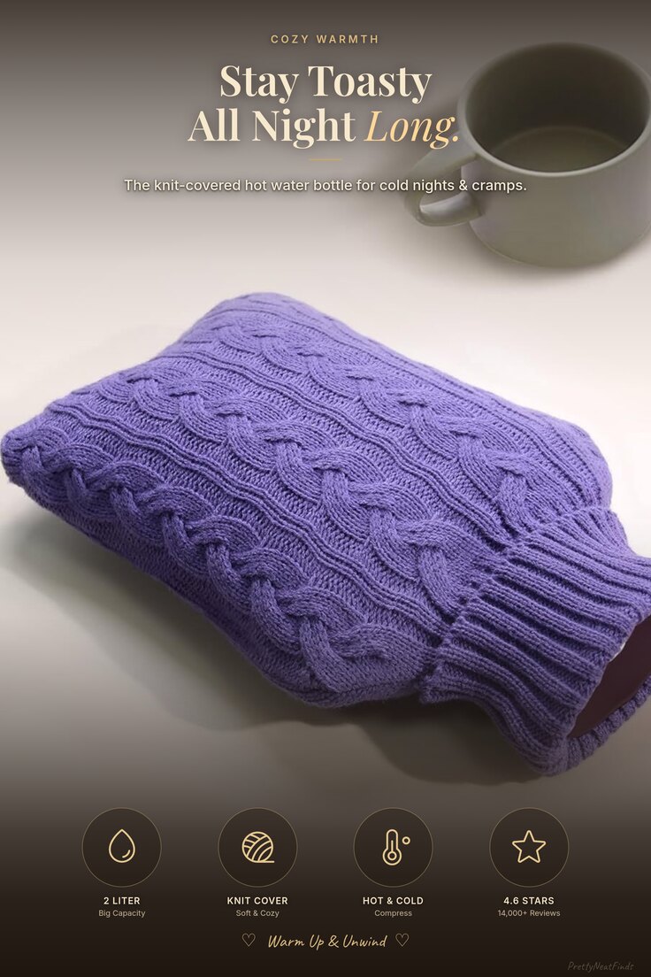 samply Hot Water Bottle with Knitted Cover (2 Liter)