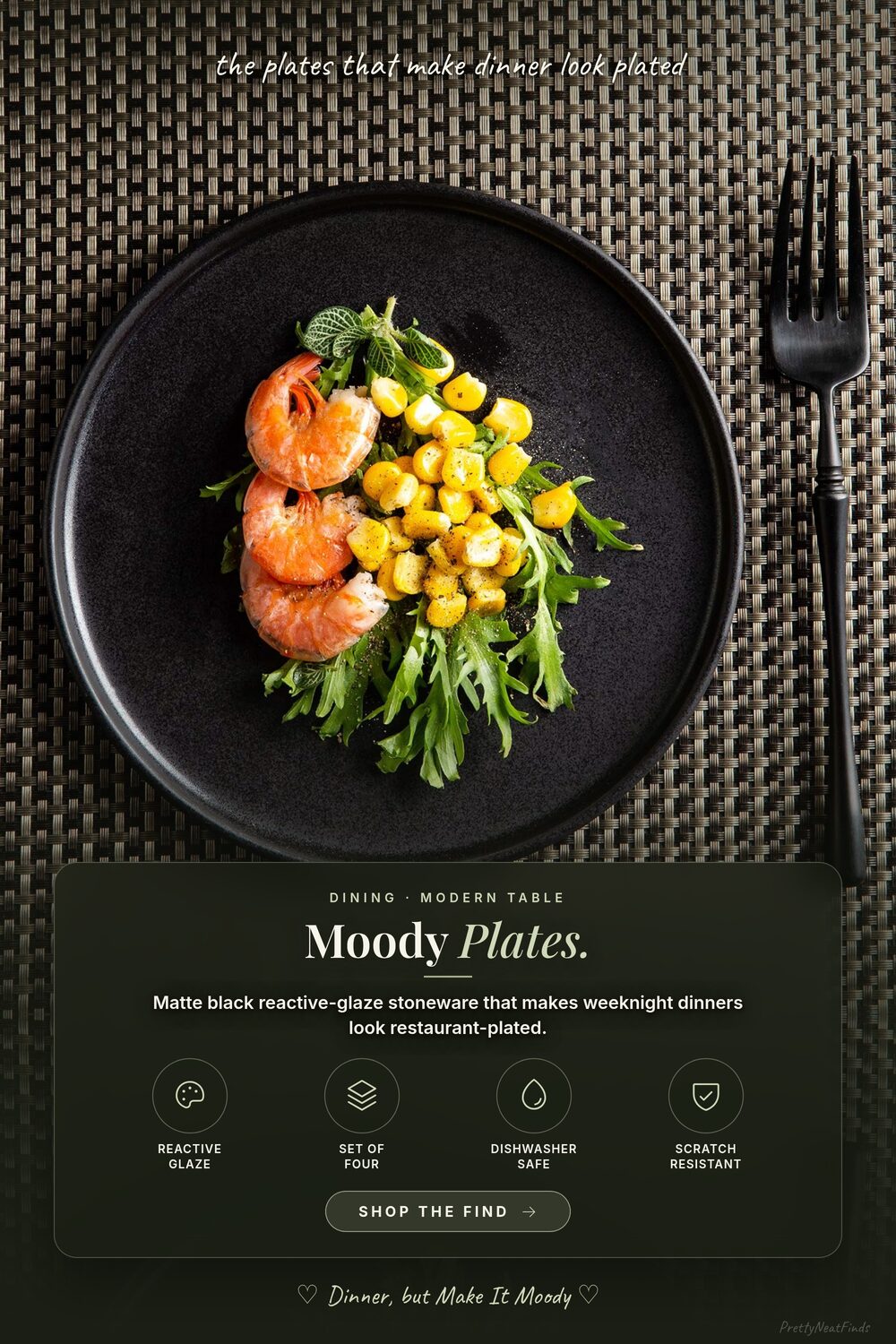 AmorArc Matte Black Reactive-Glaze Salad & Dessert Plates (Set of 4)