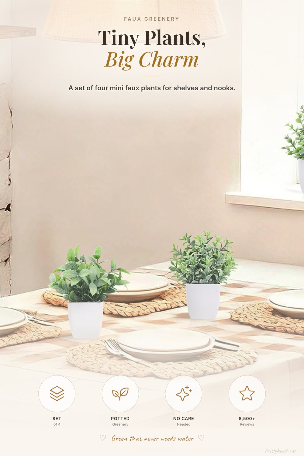 Der Rose 4 Pack Mini Faux Potted Plants