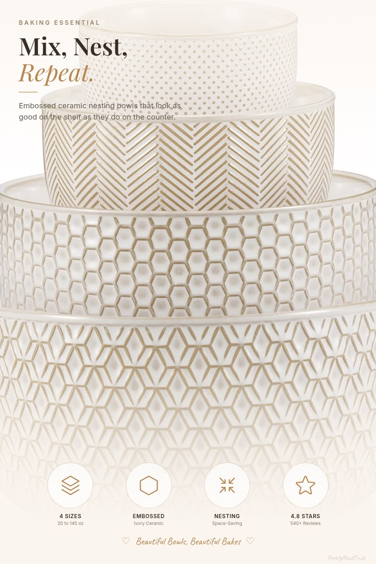 Ceramic Mixing Bowls (Nesting Set)