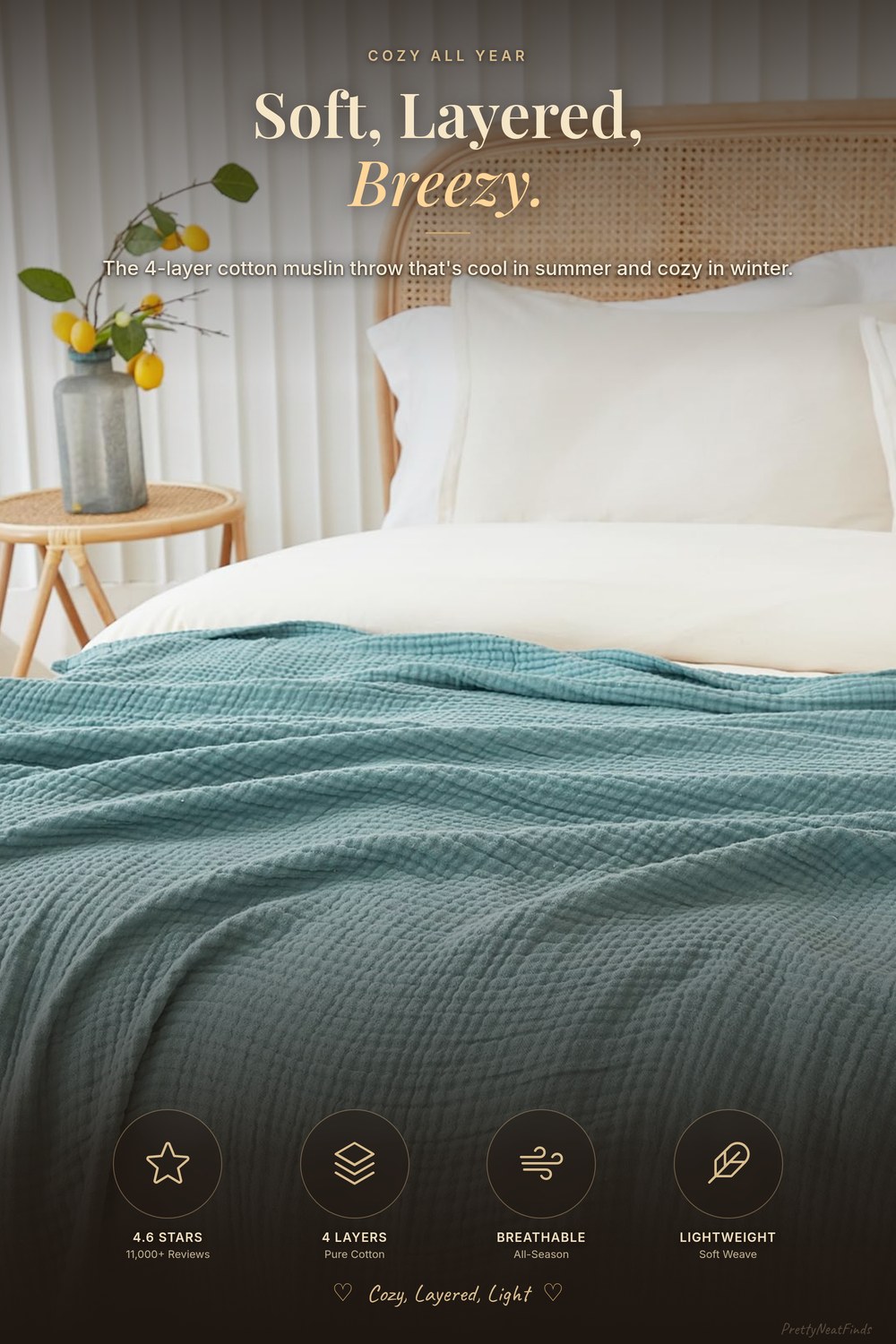 EMME 4-Layer Muslin Throw Blanket (100% Cotton)
