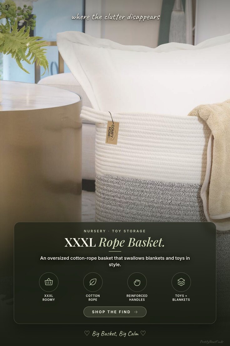 COMFY-HOMI XXXL Cotton Rope Storage Basket, 16 x 18 in