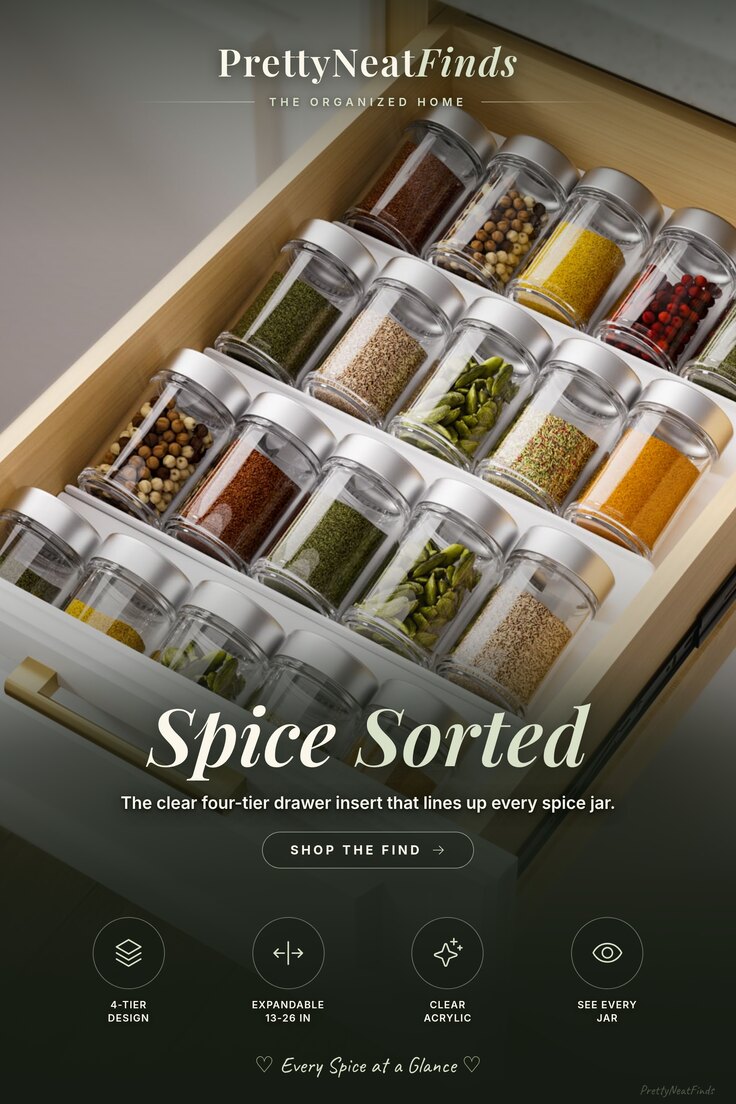 MIUKAA 4-Tier Expandable Clear Acrylic Spice Drawer Organizer, 2 Set