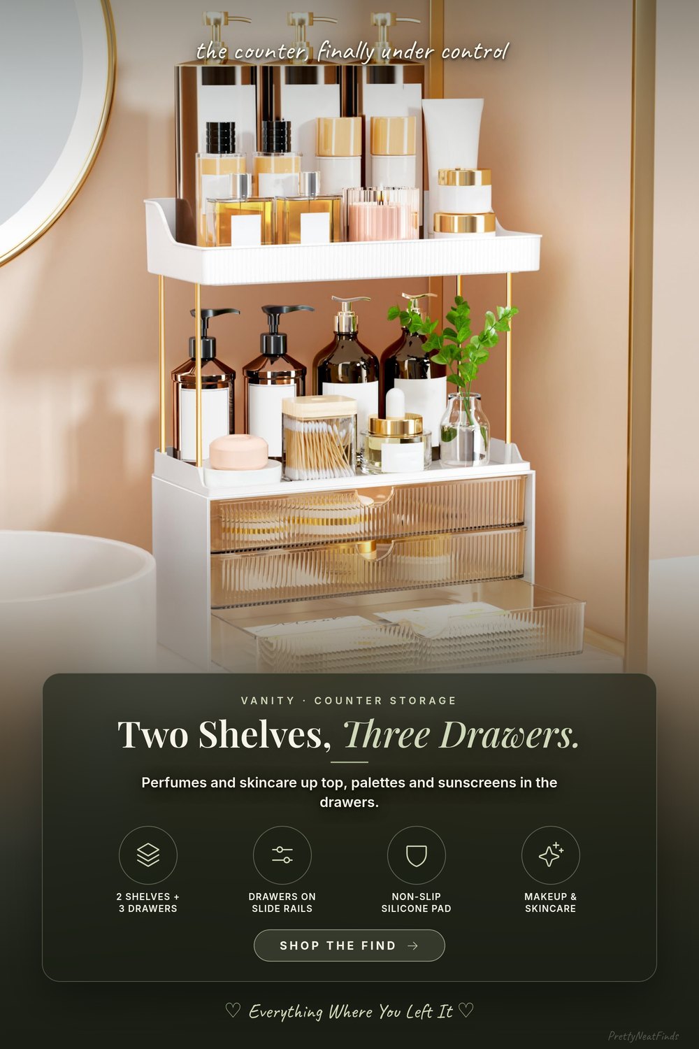 StorBin 5-Tier Counter Organizer, 2 Shelves and 3 Drawers