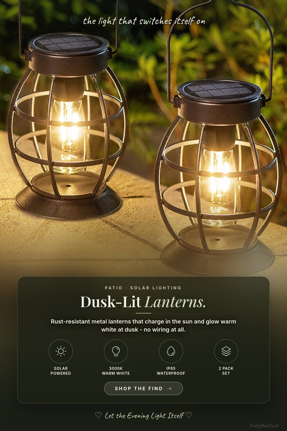 LeiDrail Solar Lanterns Outdoor, Hanging Metal Lights, Dual LED, 2 Pack, Retro