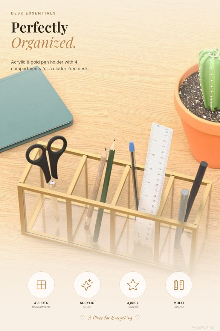 Acrylic Pen Holder (4 Compartments)