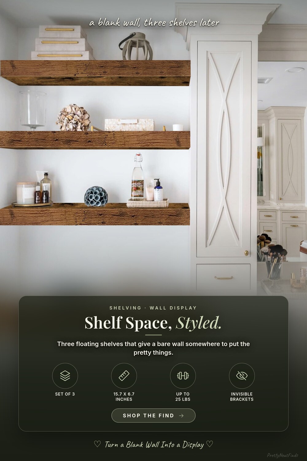 QEEIG Floating Shelves for Wall Small Shelf, Set of 3, 15.7 x 6.7 inches