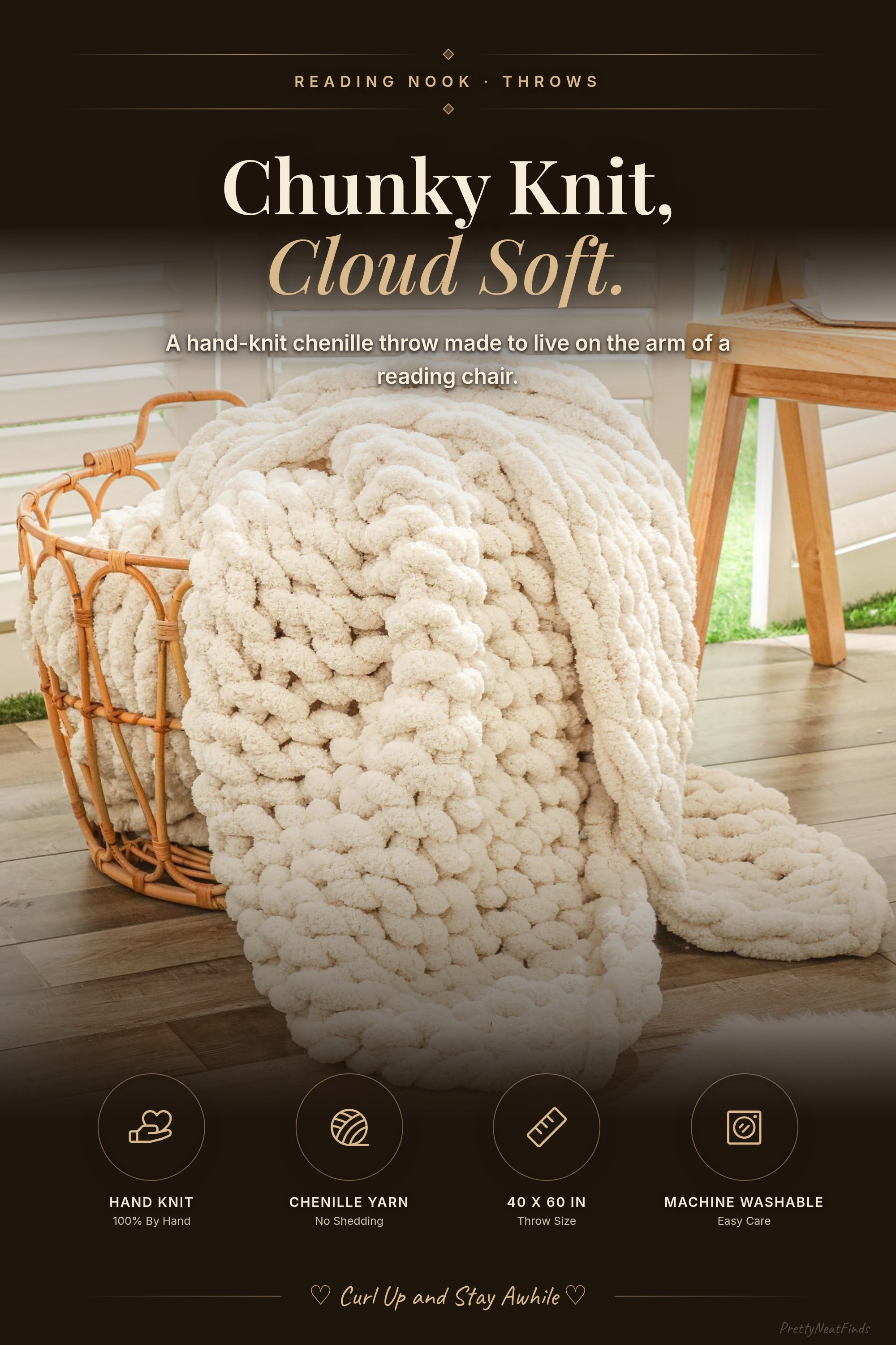 Bigacogo Chunky Knit Throw Blanket for Couch, 40x60 inches, Beige
