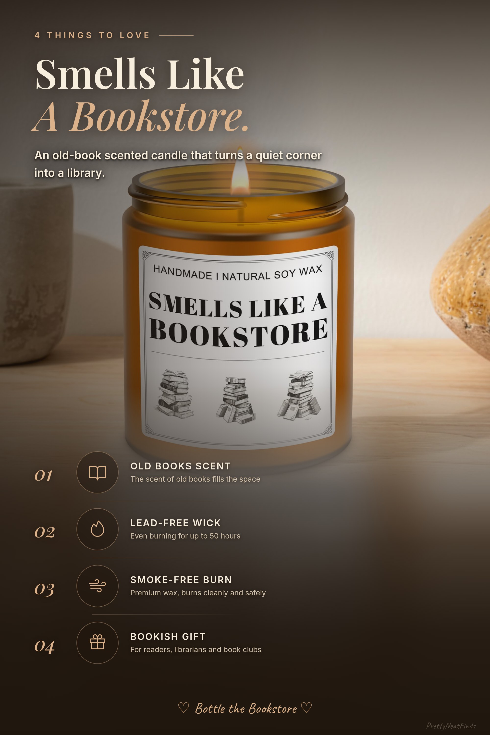 RIZOOCE Book Lovers Candle, Old Book Scent, 7 oz