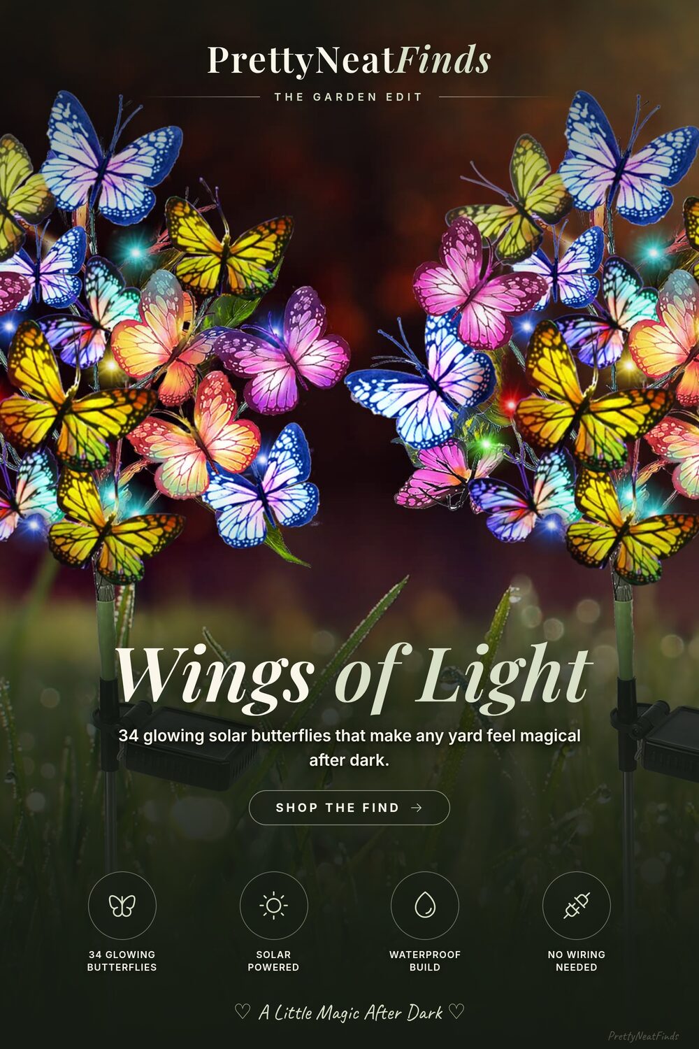 Adecorty Solar Butterfly Garden Stake Lights (2 Pack)