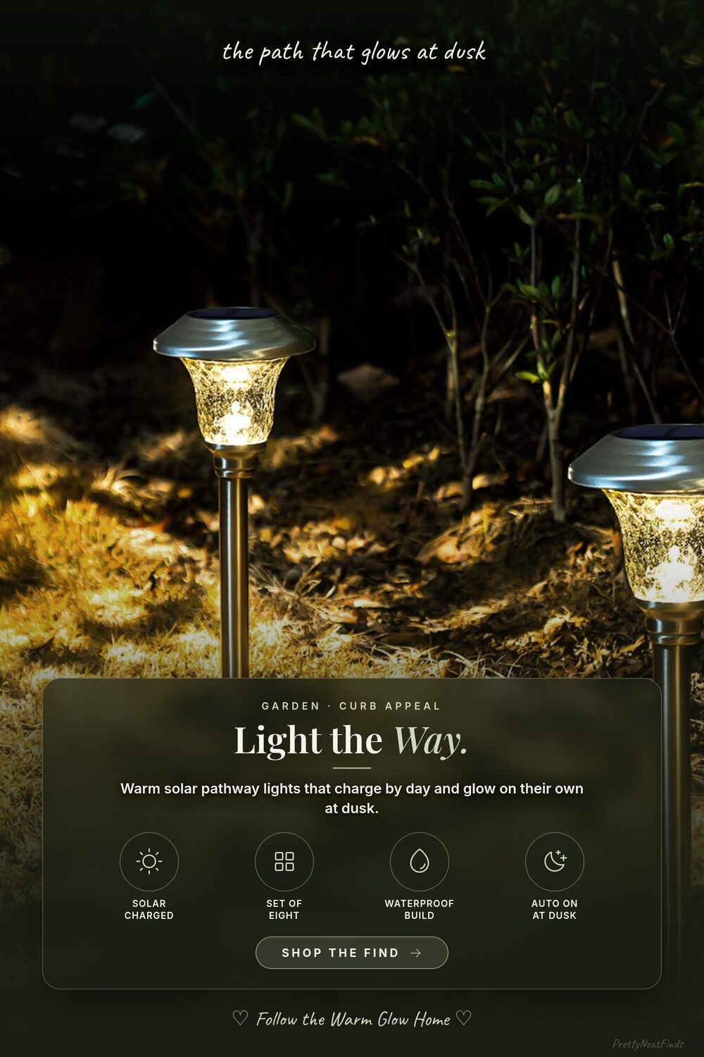 GIGALUMI Solar Pathway Lights (8 Pack, Warm White, Waterproof)