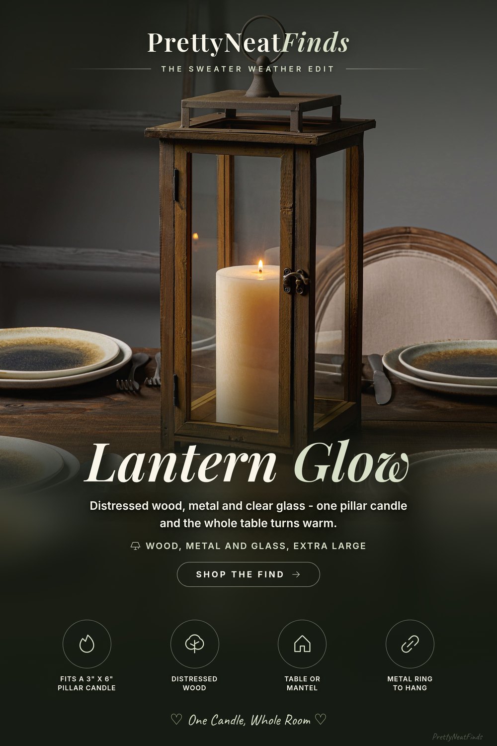 Stonebriar Rustic Wooden Candle Hurricane Lantern, Extra Large