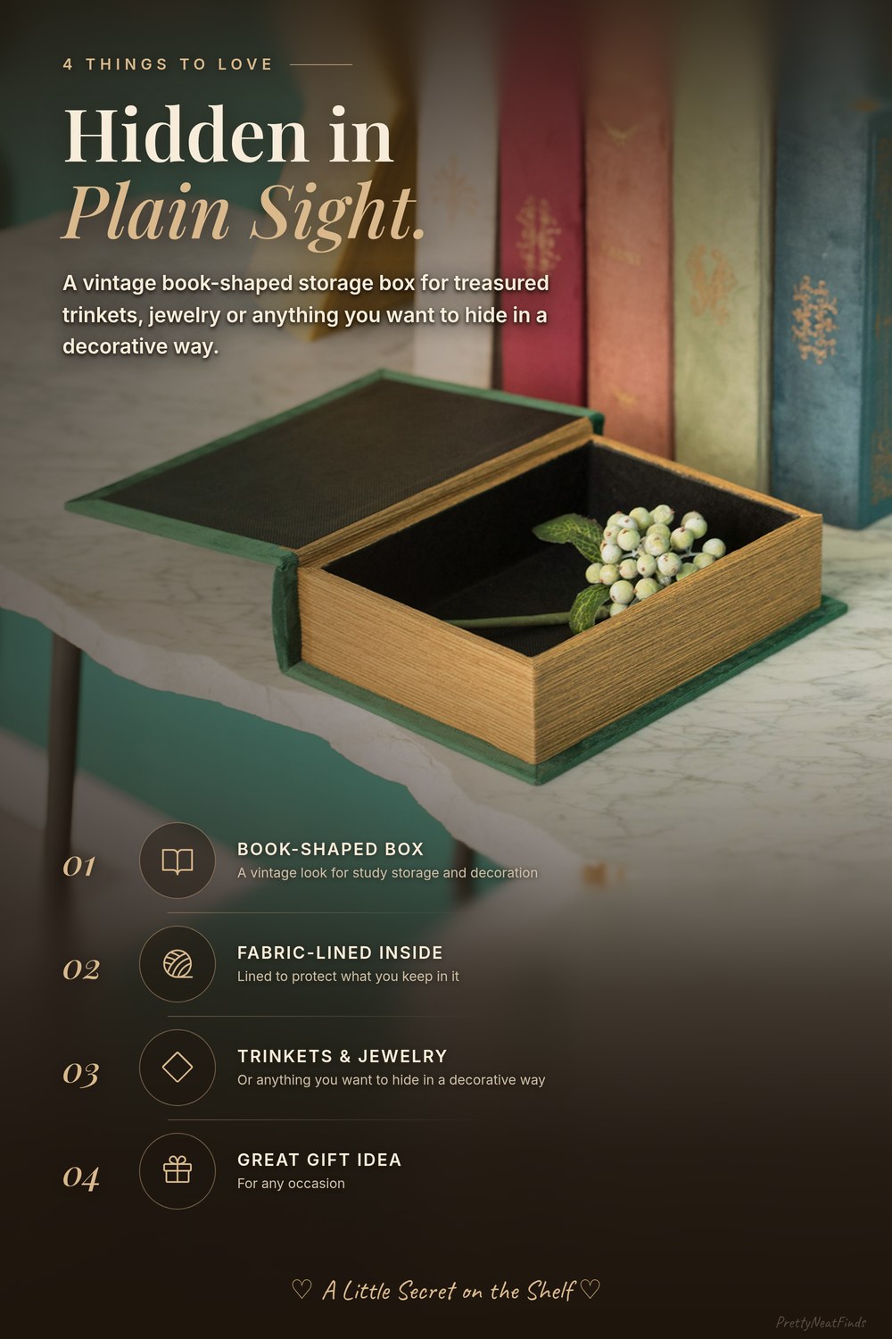 Vintiquewise Vintage Book-Shaped Storage Box, Green