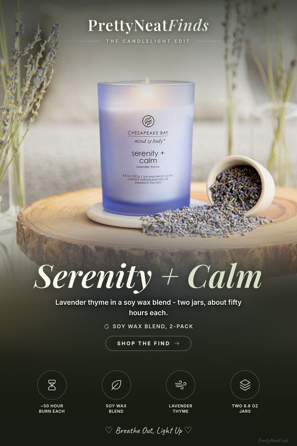Chesapeake Bay Candle Mind & Body Serenity + Calm Scented Candles, 8.8 oz, 2-Pack