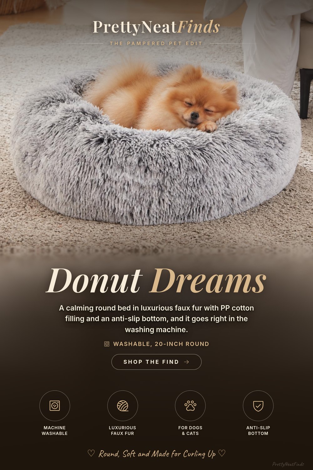 Western Home Calming Donut Bed for Dogs and Cats, 20 Inch