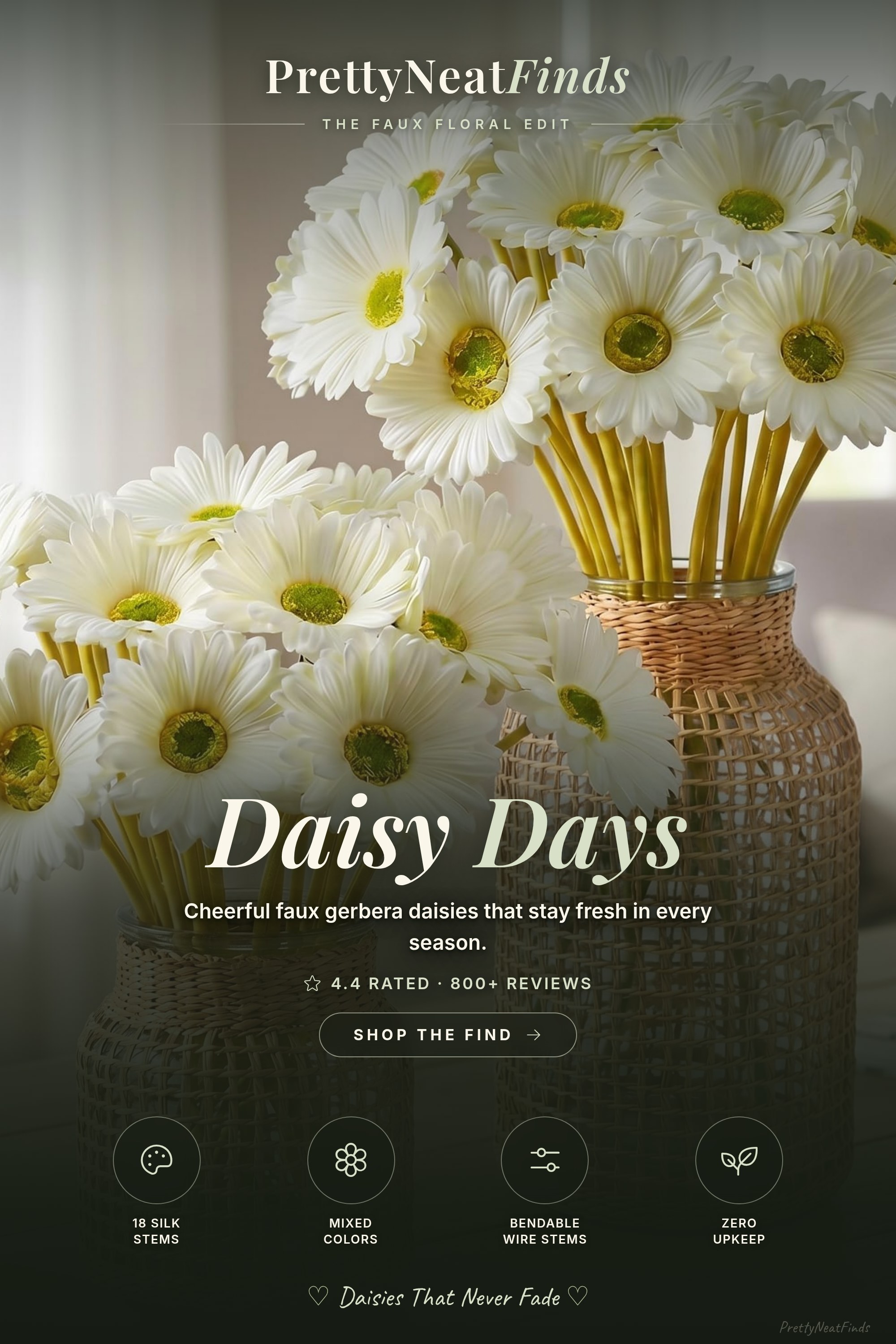 WILLBOND 18 Pcs Artificial Gerbera Daisies, 15 inch