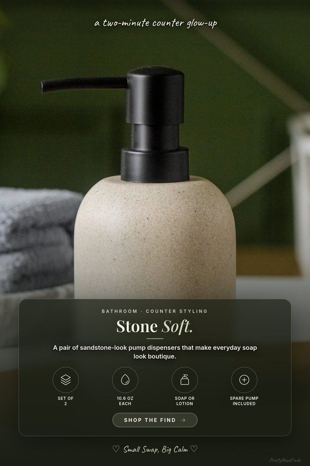GalDal Hand Soap Dispenser Set of 2, Resin and Natural Sandstone, 10.6 oz